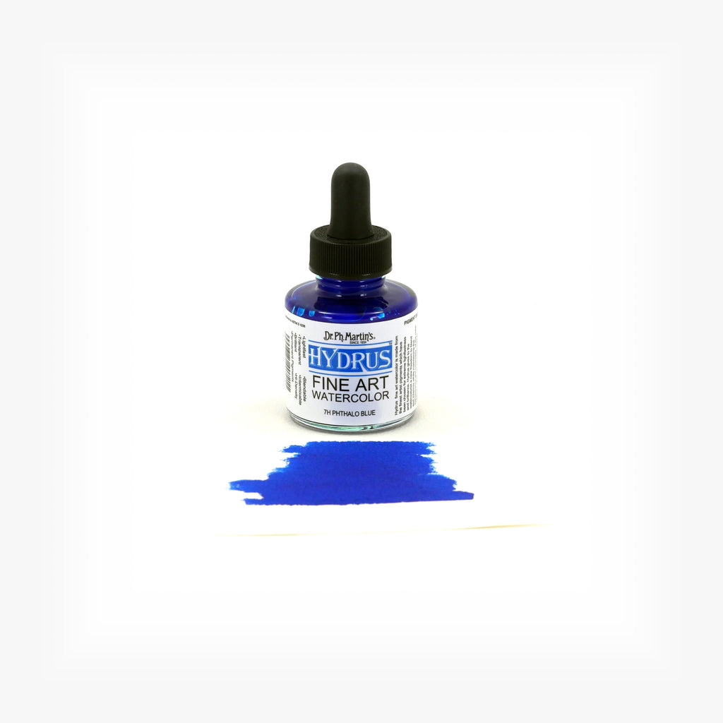 Dr. Ph. Martin's Hydrus Fine Art Watercolor, 1.0 oz, Phthalo Blue (7H)