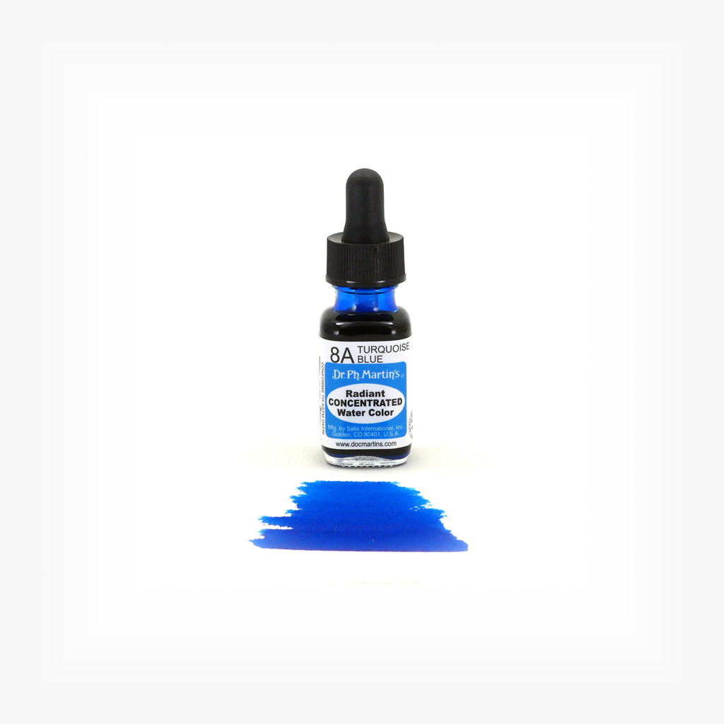 Dr. Ph. Martin's Radiant Concentrated Water Color, 0.5 oz, Turquoise Blue (8A)