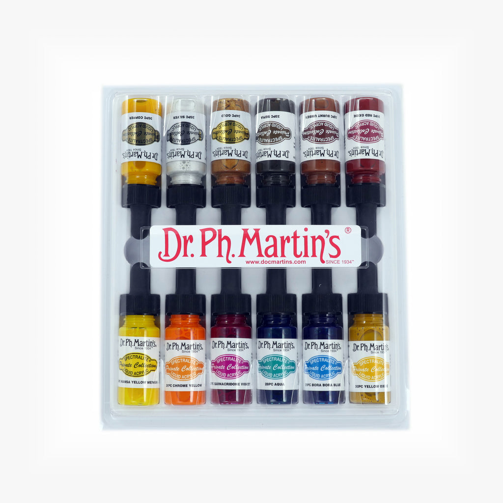 Dr. Ph. Martin's Spectralite Private Collection Liquid Acrylics, 0.5 oz, Set of 12 (Set 3)