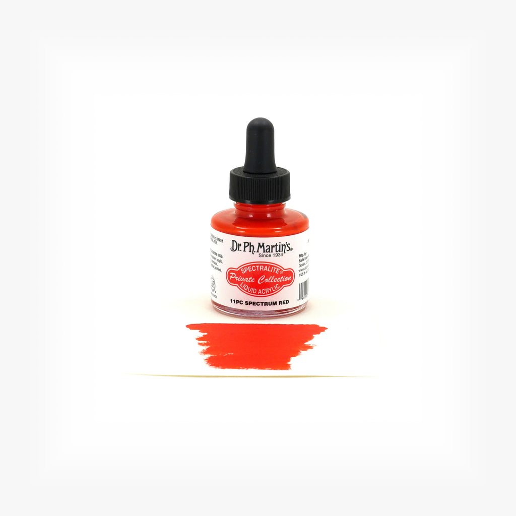 Dr. Ph. Martin's Spectralite Private Collection Liquid Acrylics, 1.0 oz, Spectrum Red (11PC)
