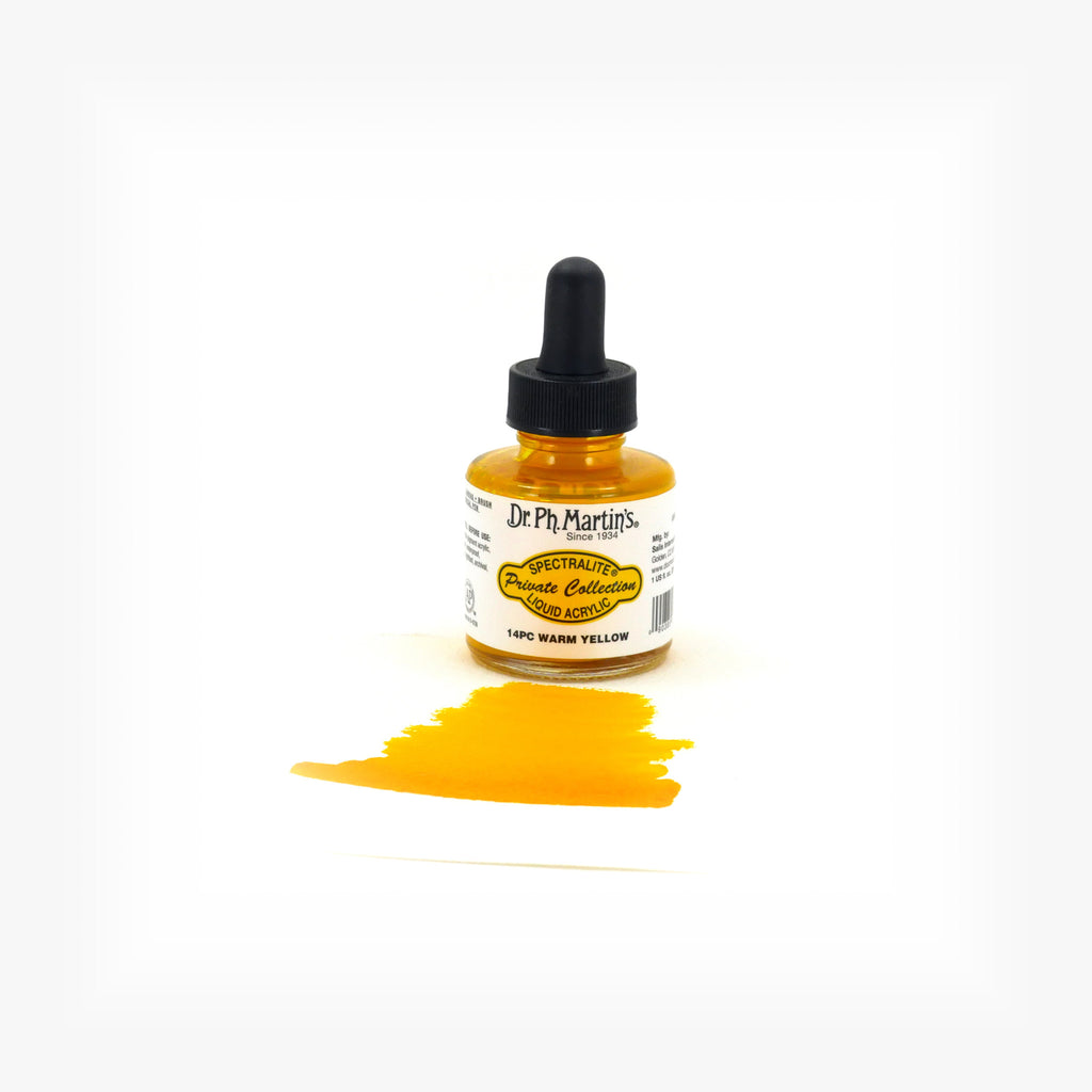 Dr. Ph. Martin's Spectralite Private Collection Liquid Acrylics, 1.0 oz, Warm Yellow (14PC)