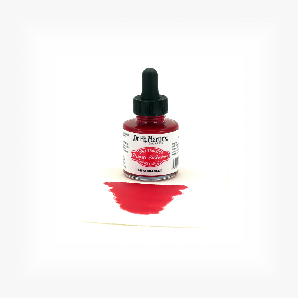 Dr. Ph. Martin's Spectralite Private Collection Liquid Acrylics, 1.0 oz, Scarlet (16PC)