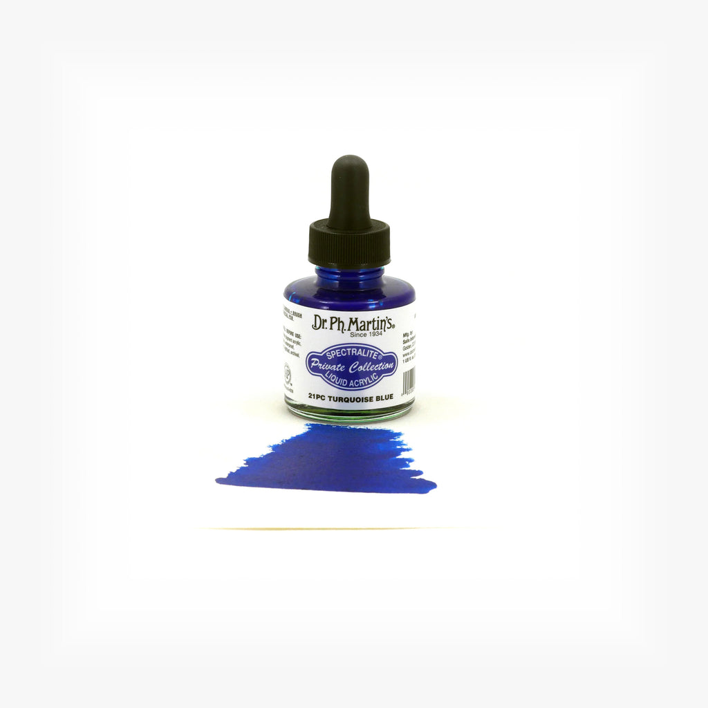 Dr. Ph. Martin's Spectralite Private Collection Liquid Acrylics, 1.0 oz, Turquoise Blue (21PC)
