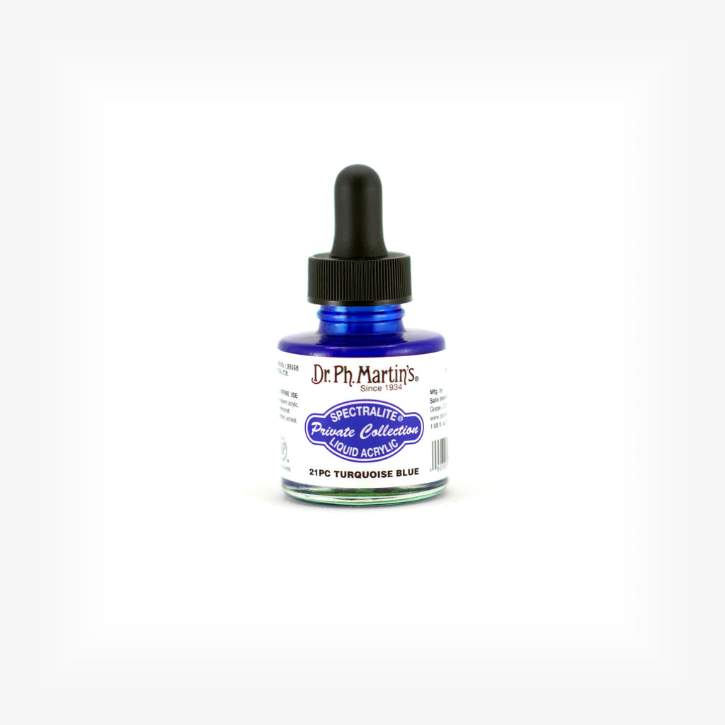 Dr. Ph. Martin's Spectralite Private Collection Liquid Acrylics, 1.0 oz, Turquoise Blue (21PC)