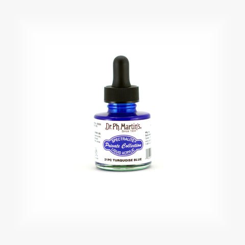 Dr. Ph. Martin's Spectralite Private Collection Liquid Acrylics, 1.0 oz, Turquoise Blue (21PC)