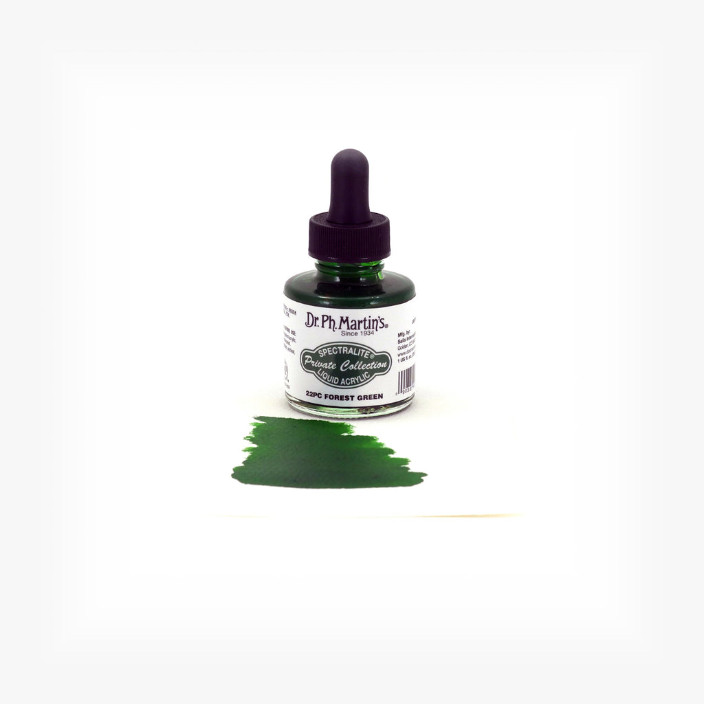 Dr. Ph. Martin's Spectralite Private Collection Liquid Acrylics, 1.0 oz, Forest Green (22PC)