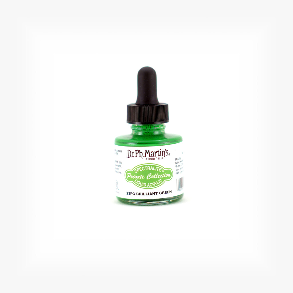 Dr. Ph. Martin's Spectralite Private Collection Liquid Acrylics, 1.0 oz, Brilliant Green (23PC)