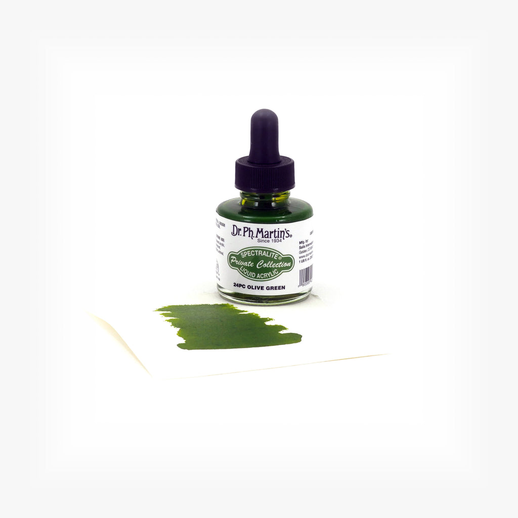 Dr. Ph. Martin's Spectralite Private Collection Liquid Acrylics, 1.0 oz, Olive Green (24PC)