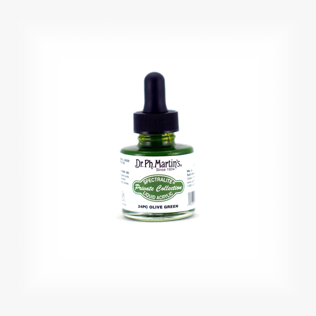 Dr. Ph. Martin's Spectralite Private Collection Liquid Acrylics, 1.0 oz, Olive Green (24PC)
