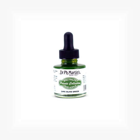 Dr. Ph. Martin's Spectralite Private Collection Liquid Acrylics, 1.0 oz, Olive Green (24PC)
