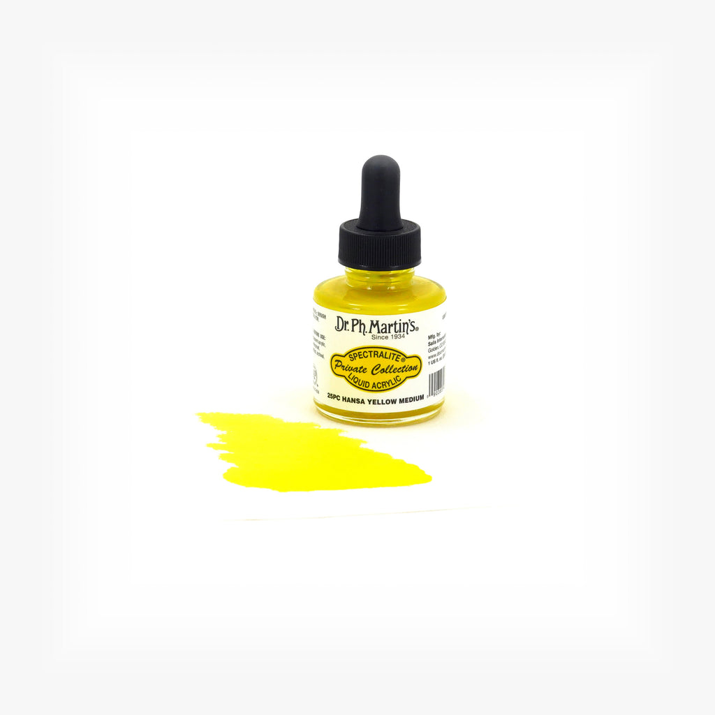 Dr. Ph. Martin's Spectralite Private Collection Liquid Acrylics, 1.0 oz, Hansa Yellow Medium (25PC)