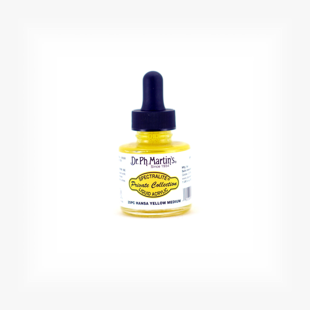Dr. Ph. Martin's Spectralite Private Collection Liquid Acrylics, 1.0 oz, Hansa Yellow Medium (25PC)