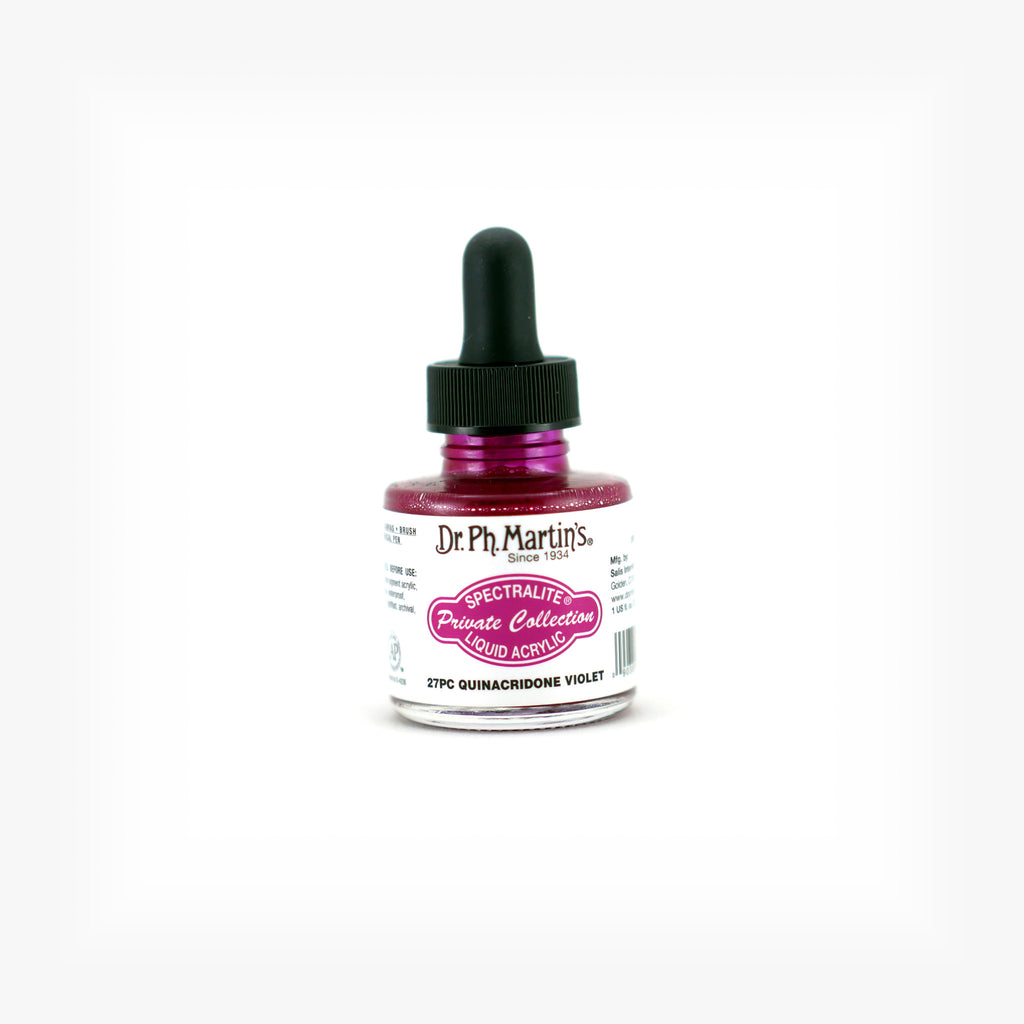 Dr. Ph. Martin's Spectralite Private Collection Liquid Acrylics, 1.0 oz, Quinacridone Violet (27PC)