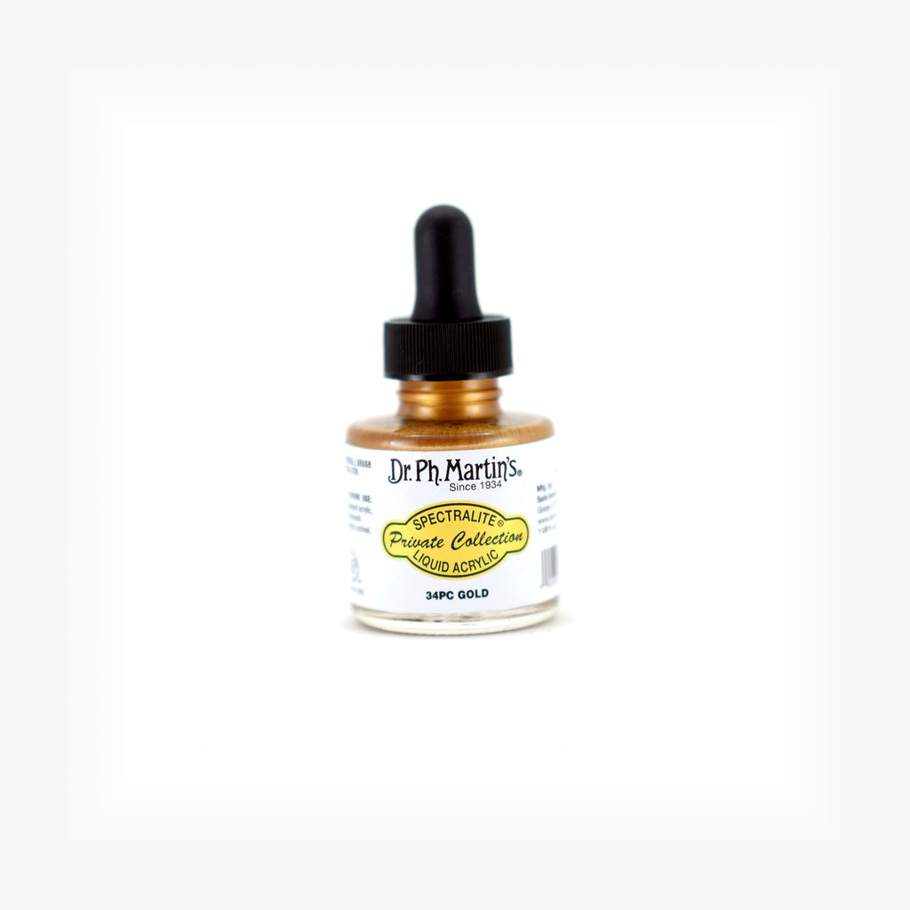 Dr. Ph. Martin's Spectralite Private Collection Liquid Acrylics, 1.0 oz, Gold (34PC)