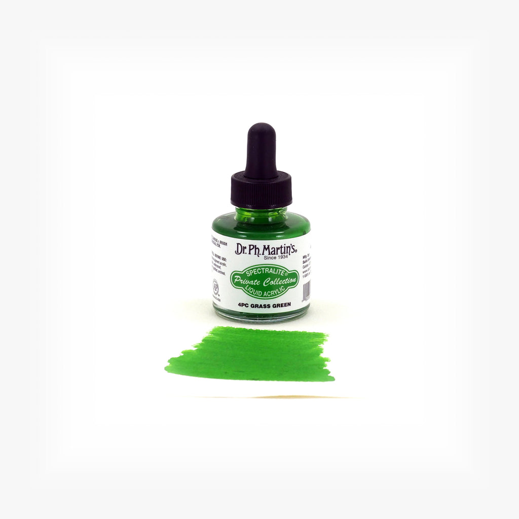 Dr. Ph. Martin's Spectralite Private Collection Liquid Acrylics, 1.0 oz, Grass Green (4PC)