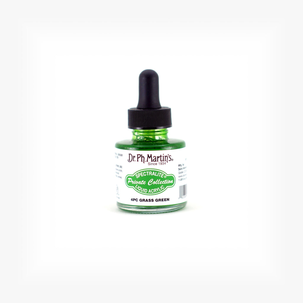 Dr. Ph. Martin's Spectralite Private Collection Liquid Acrylics, 1.0 oz, Grass Green (4PC)