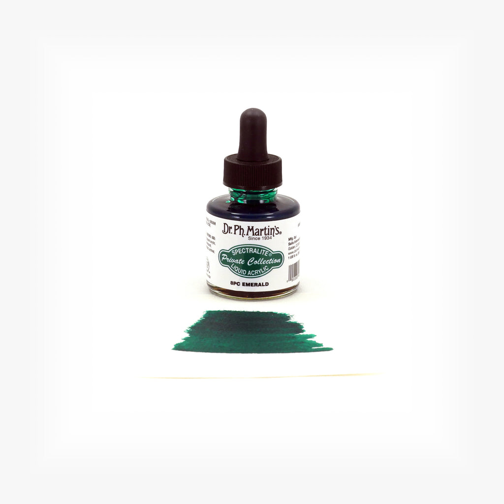 Dr. Ph. Martin's Spectralite Private Collection Liquid Acrylics, 1.0 oz, Emerald (8PC)