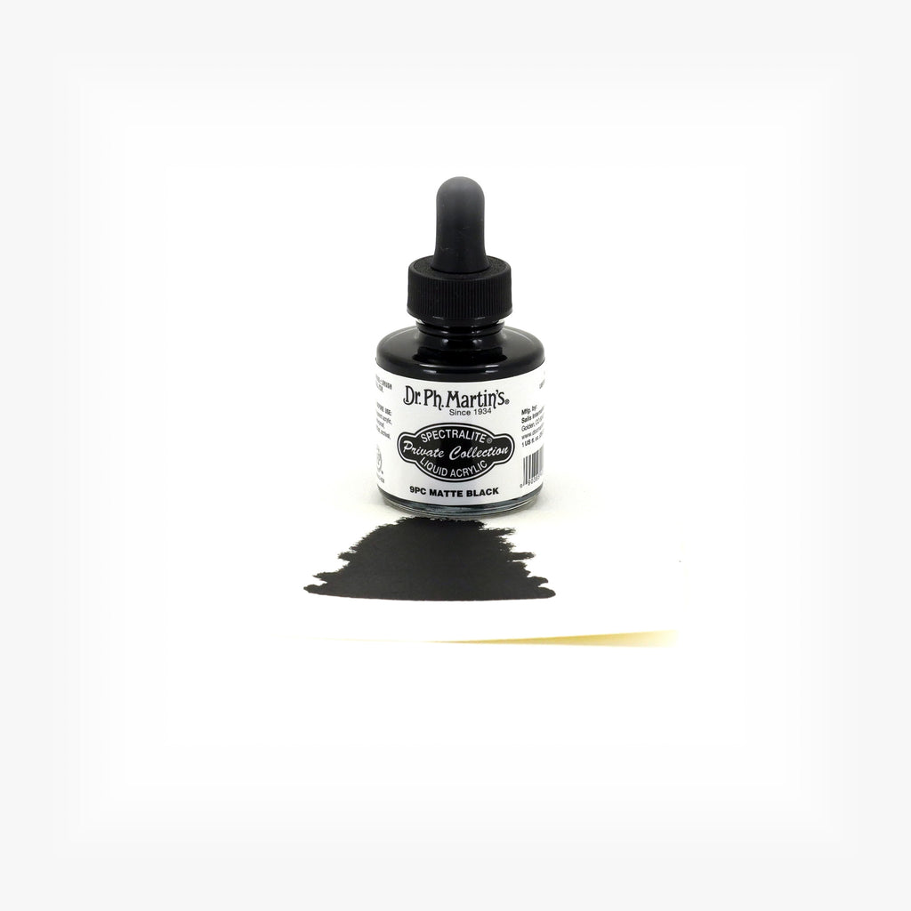Dr. Ph. Martin's Spectralite Private Collection Liquid Acrylics, 1.0 oz, Matte Black (9PC)