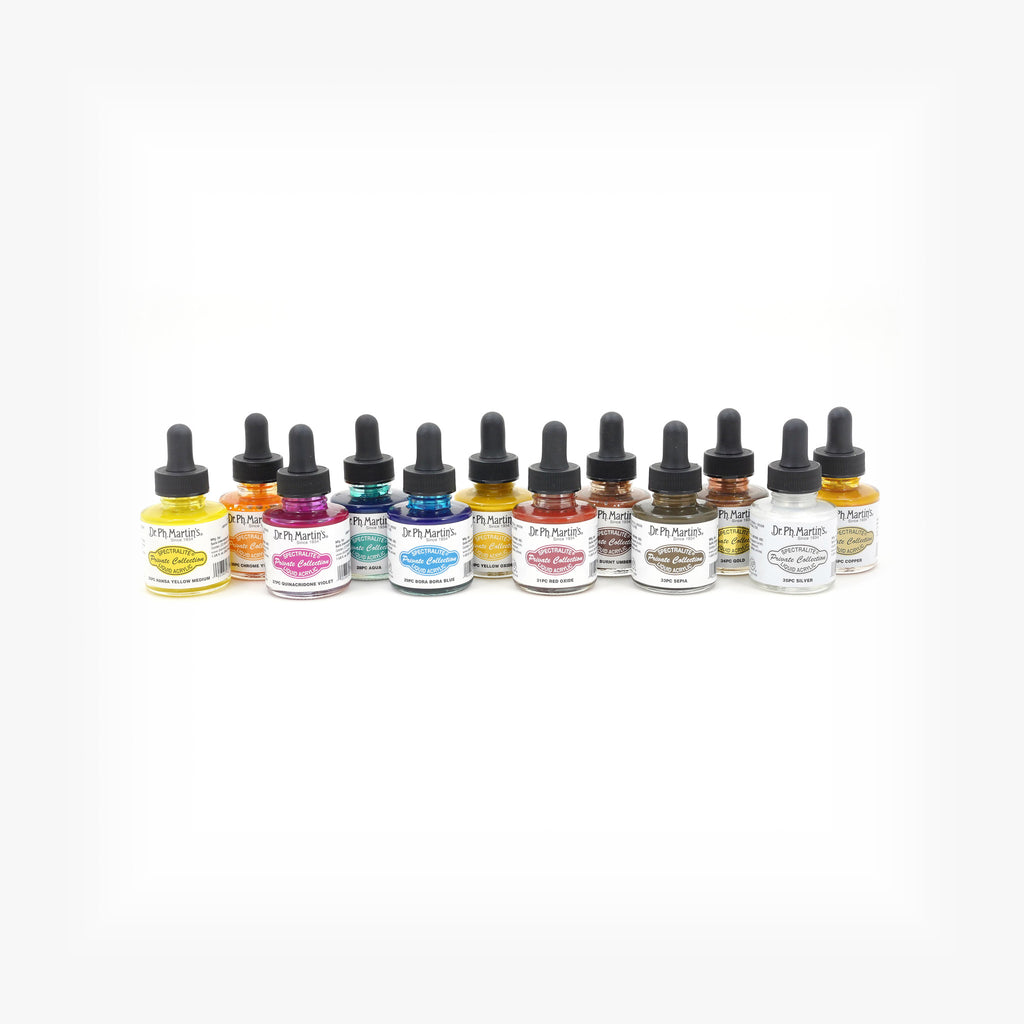 Dr. Ph. Martin's Spectralite Private Collection Liquid Acrylics, 1.0 oz, Set of 12 (Set 3)