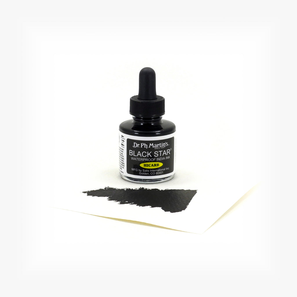 Dr. Ph. Martin's Black Star India Ink, 1.0 oz, Black (Hi-Carb)