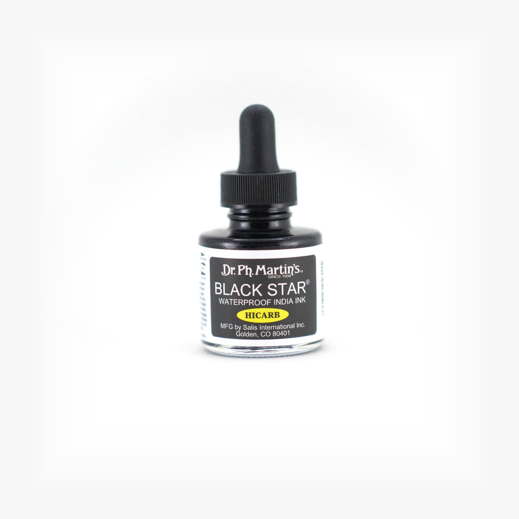 Dr. Ph. Martin's Black Star India Ink, 1.0 oz, Black (Hi-Carb)