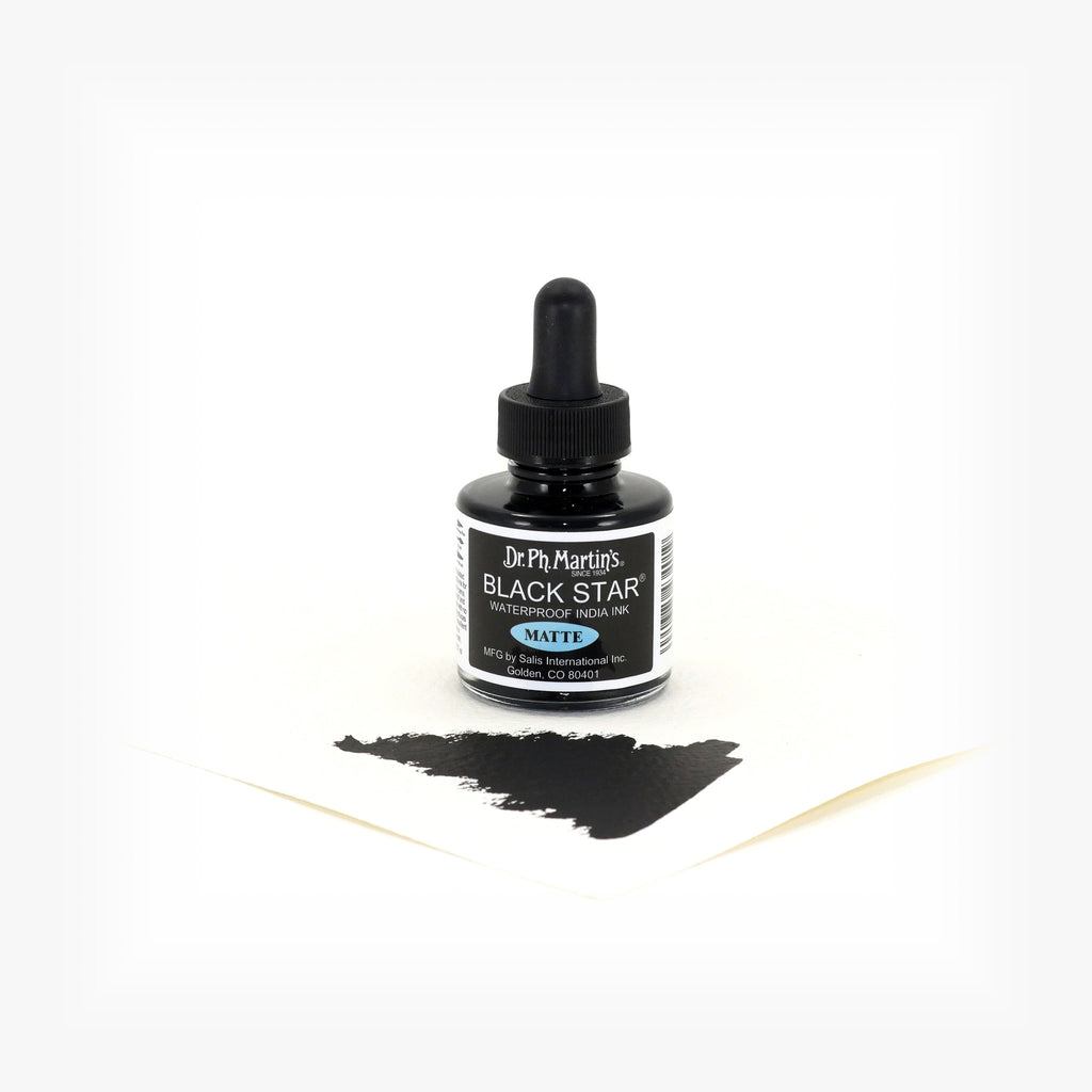 Dr. Ph. Martin's Black Star India Ink, 1.0 oz, Black (Matte)