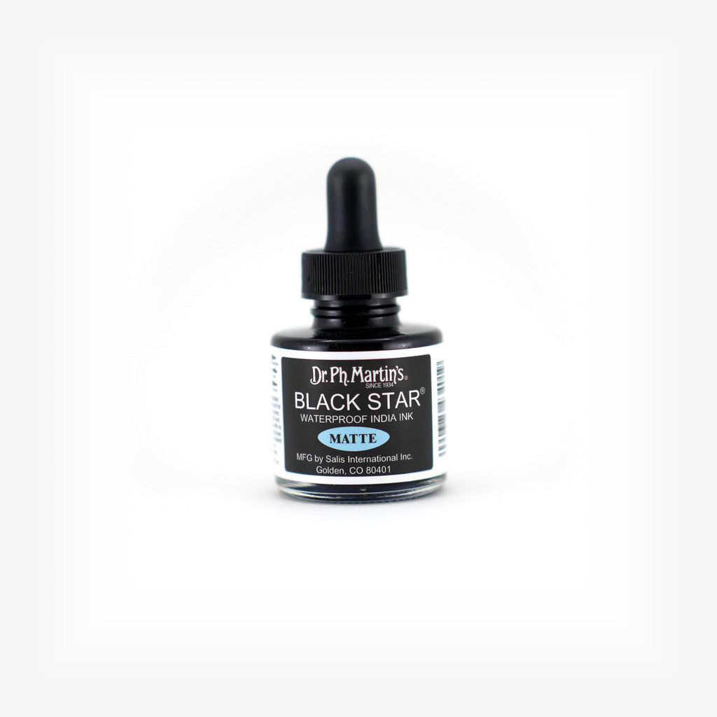 Dr. Ph. Martin's Black Star India Ink, 1.0 oz, Black (Matte)