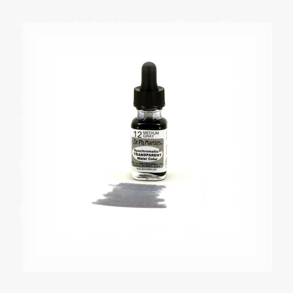 Dr. Ph. Martin's Synchromatic Transparent Water Color, 0.5 oz, Medium Gray (12)