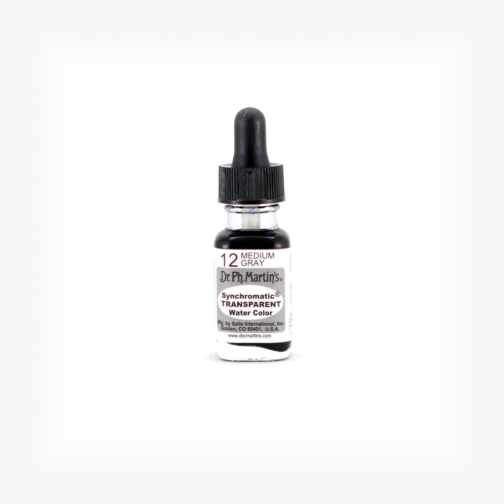 Dr. Ph. Martin's Synchromatic Transparent Water Color, 0.5 oz, Medium Gray (12)