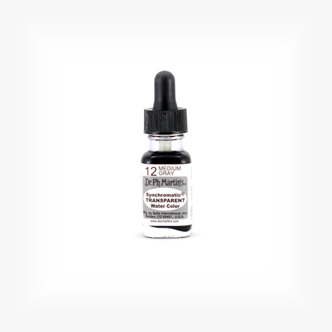 Dr. Ph. Martin's Synchromatic Transparent Water Color, 0.5 oz, Medium Gray (12)