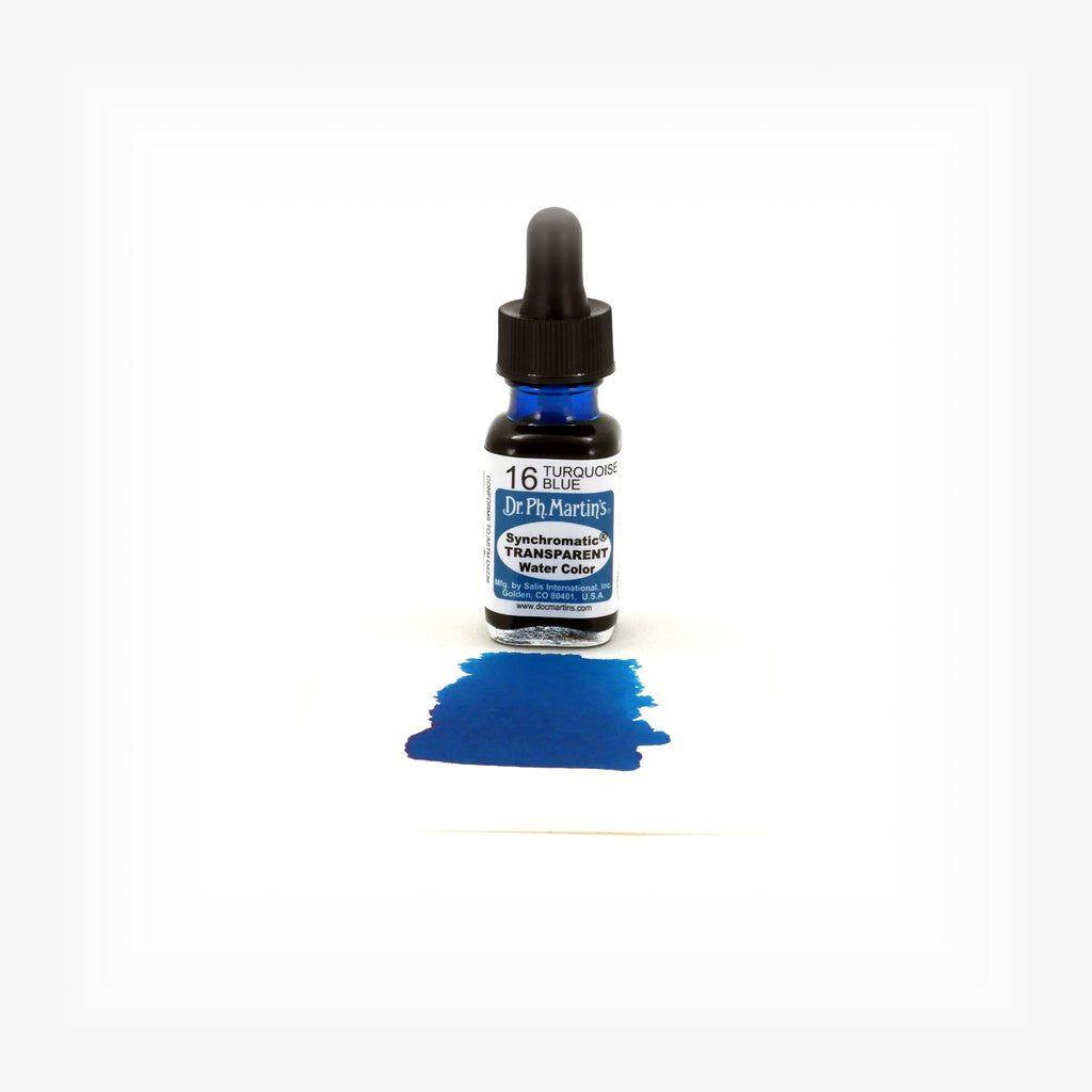 Dr. Ph. Martin's Synchromatic Transparent Water Color, 0.5 oz, Turquoise Blue (16)