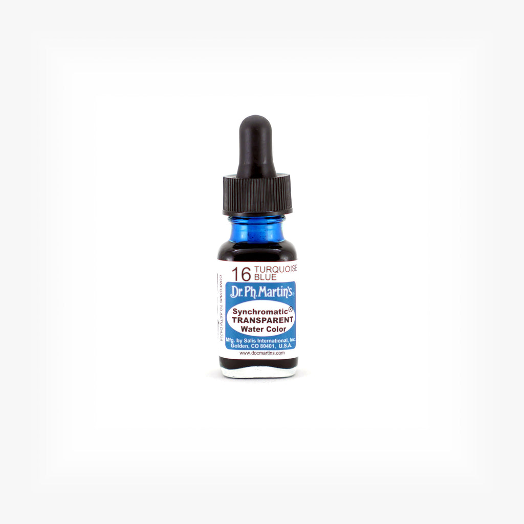 Dr. Ph. Martin's Synchromatic Transparent Water Color, 0.5 oz, Turquoise Blue (16)