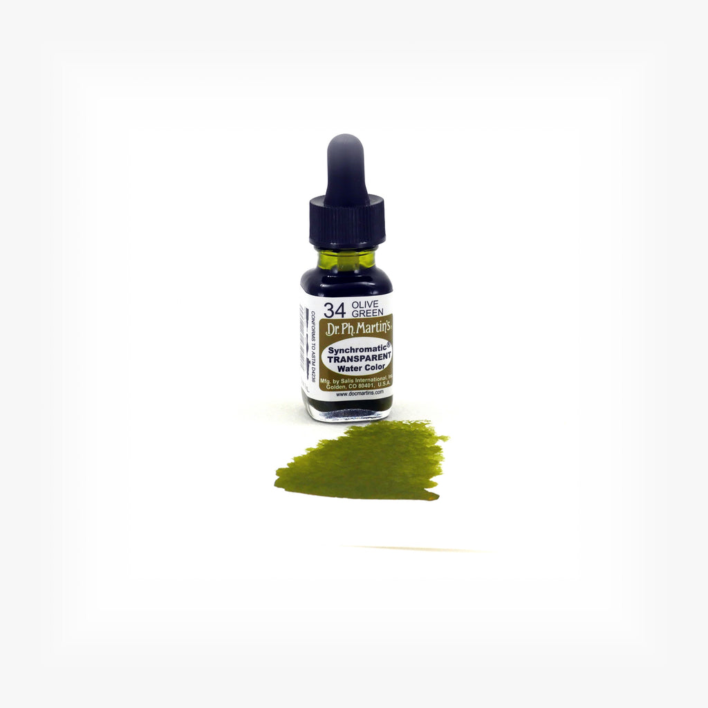 Dr. Ph. Martin's Synchromatic Transparent Water Color, 0.5 oz, Olive Green (34)