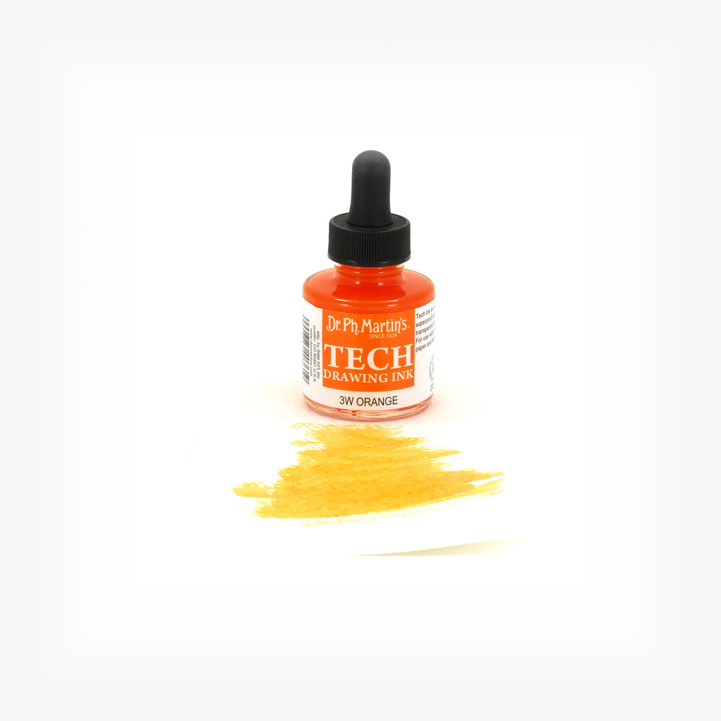 Dr. Ph. Martin's TECH Drawing Ink, 1.0 oz, Orange (3W)