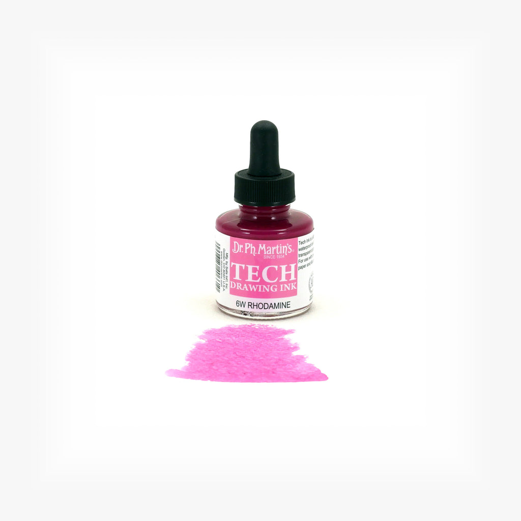 Dr. Ph. Martin's TECH Drawing Ink, 1.0 oz, Rodamine (6W)