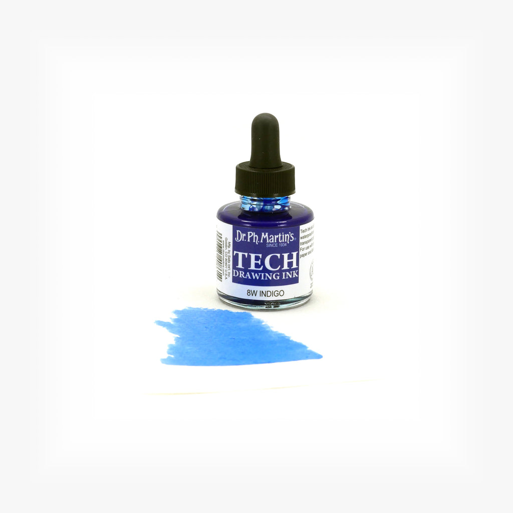 Dr. Ph. Martin's TECH Drawing Ink, 1.0 oz, Indigo (8W)