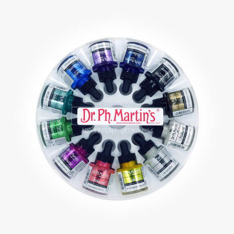 Dr. Ph. Martin's Iridescent Calligraphy Color, 1.0 oz, Set of 12 (Set 1)
