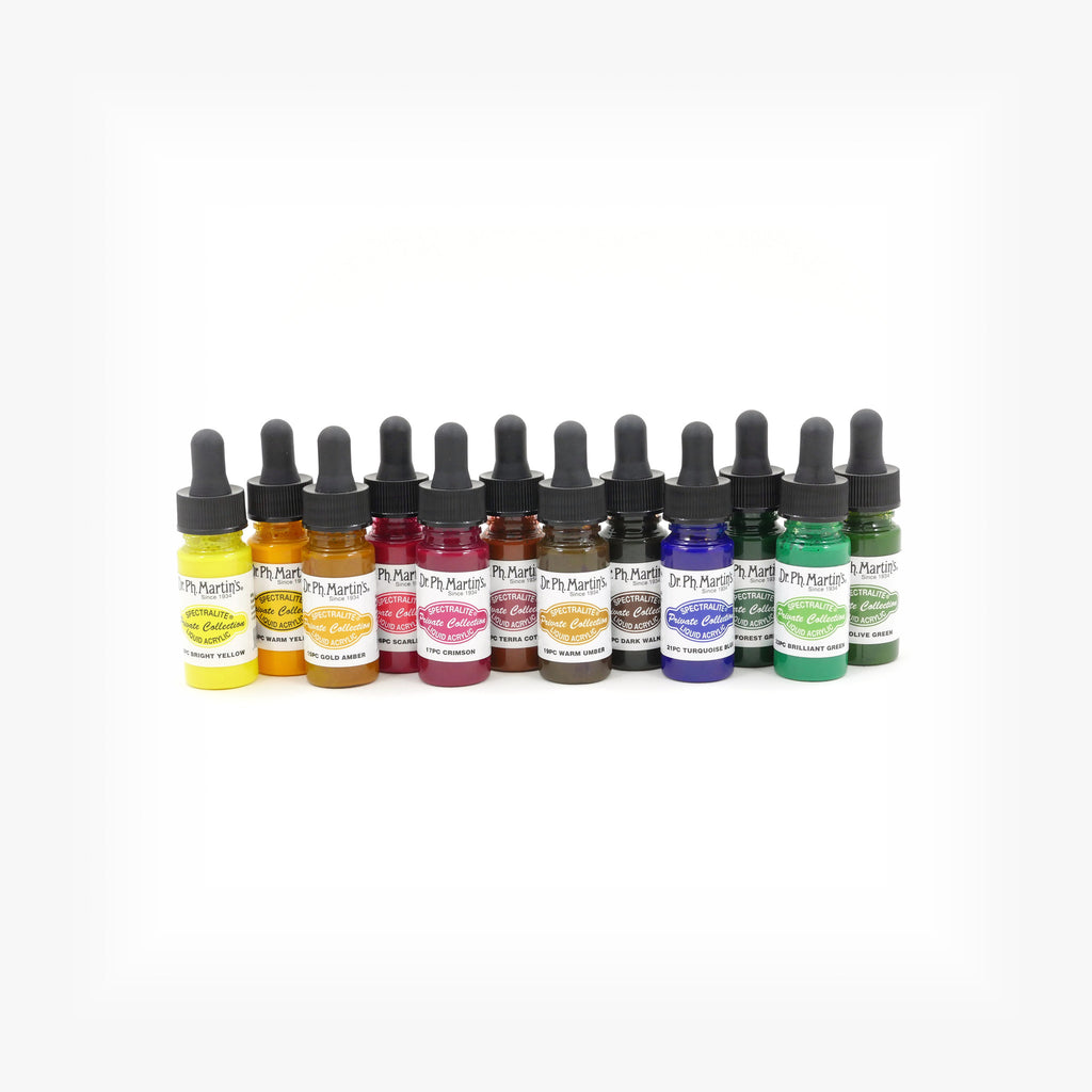 Dr. Ph. Martin's Spectralite Private Collection Liquid Acrylics, 0.5 oz, Set of 12 (Set 2)