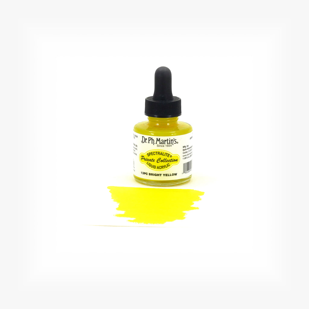 Dr. Ph. Martin's Spectralite Private Collection Liquid Acrylics, 1.0 oz, Bright Yellow (13PC)