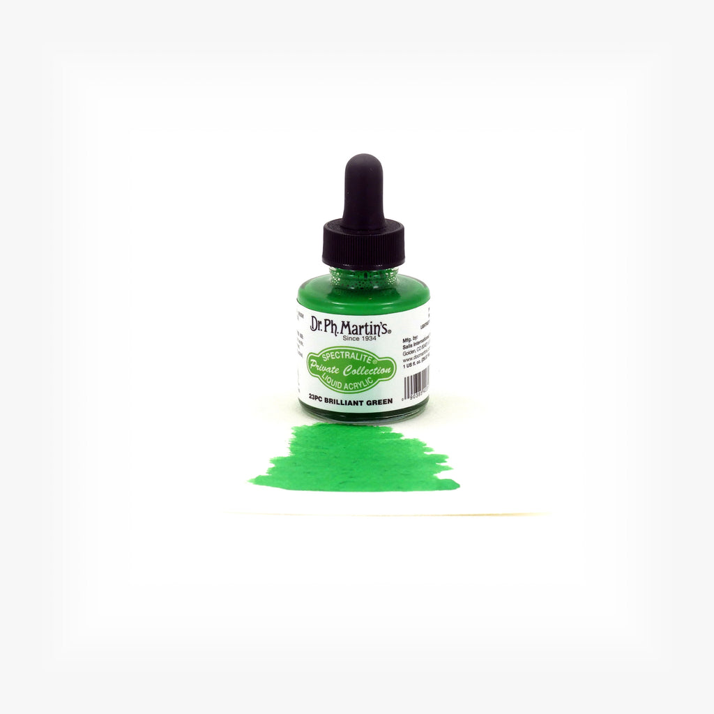 Dr. Ph. Martin's Spectralite Private Collection Liquid Acrylics, 1.0 oz, Brilliant Green (23PC)