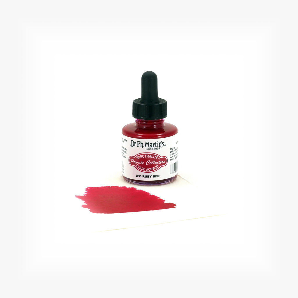 Dr. Ph. Martin's Spectralite Private Collection Liquid Acrylics, 1.0 oz, Ruby Red (3PC)
