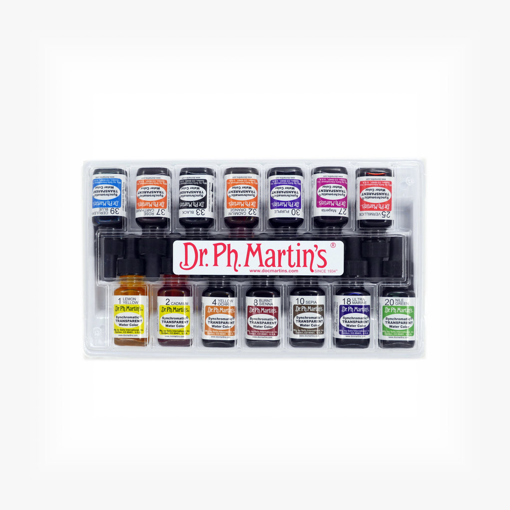 Dr. Ph. Martin's Synchromatic Transparent Water Color, 0.5 oz, Set of 14 (Student Art Set)