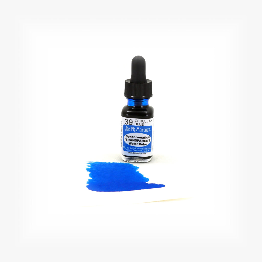 Dr. Ph. Martin's Synchromatic Transparent Water Color, 0.5 oz, Cerulean Blue (39)