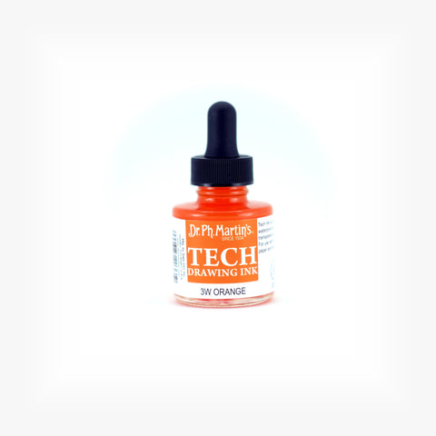 Dr. Ph. Martin's TECH Drawing Ink, 1.0 oz, Orange (3W)