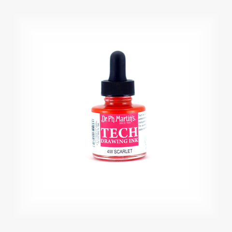 Dr. Ph. Martin's TECH Drawing Ink, 1.0 oz, Scarlet (4W)