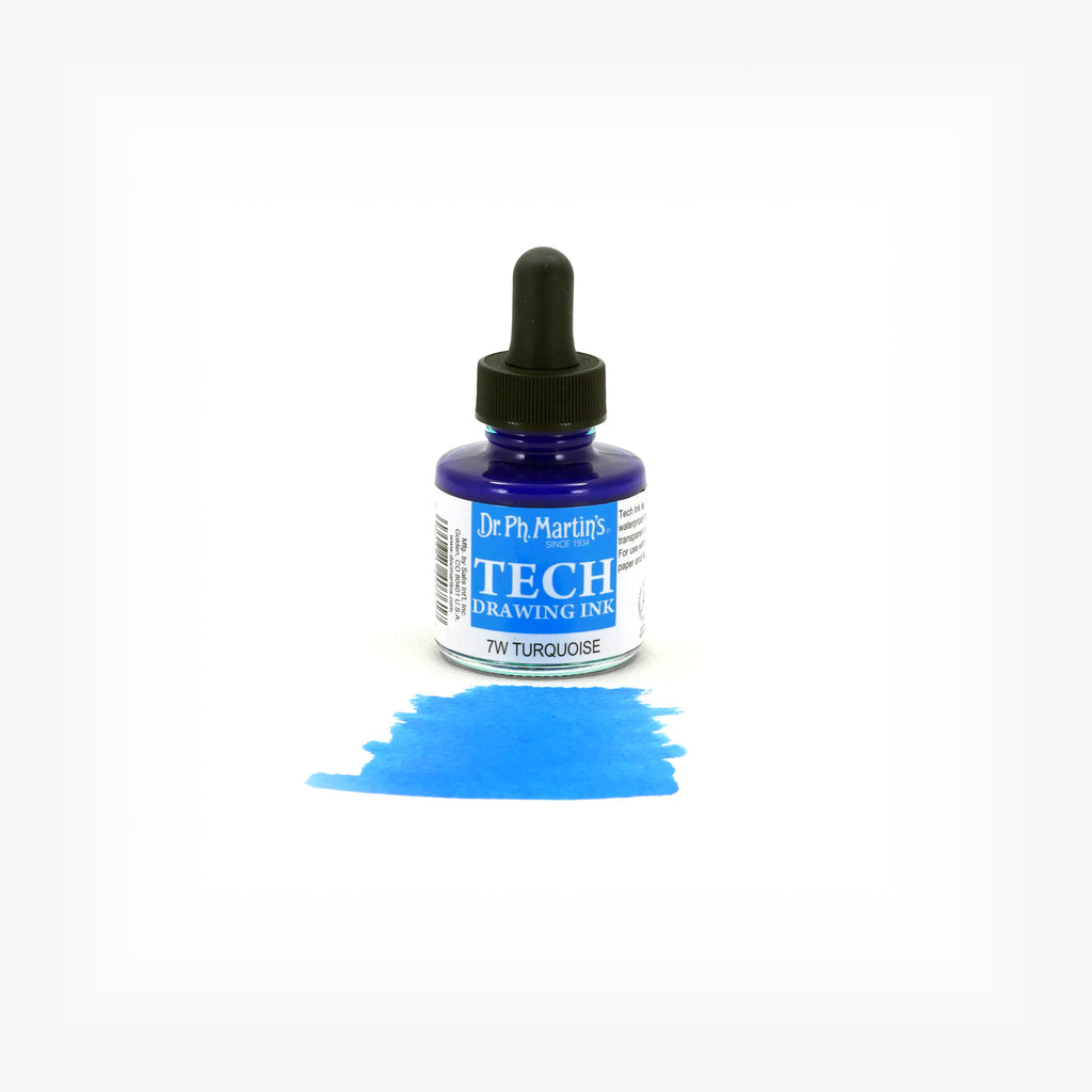 Dr. Ph. Martin's TECH Drawing Ink, 1.0 oz, Turquoise (7W)
